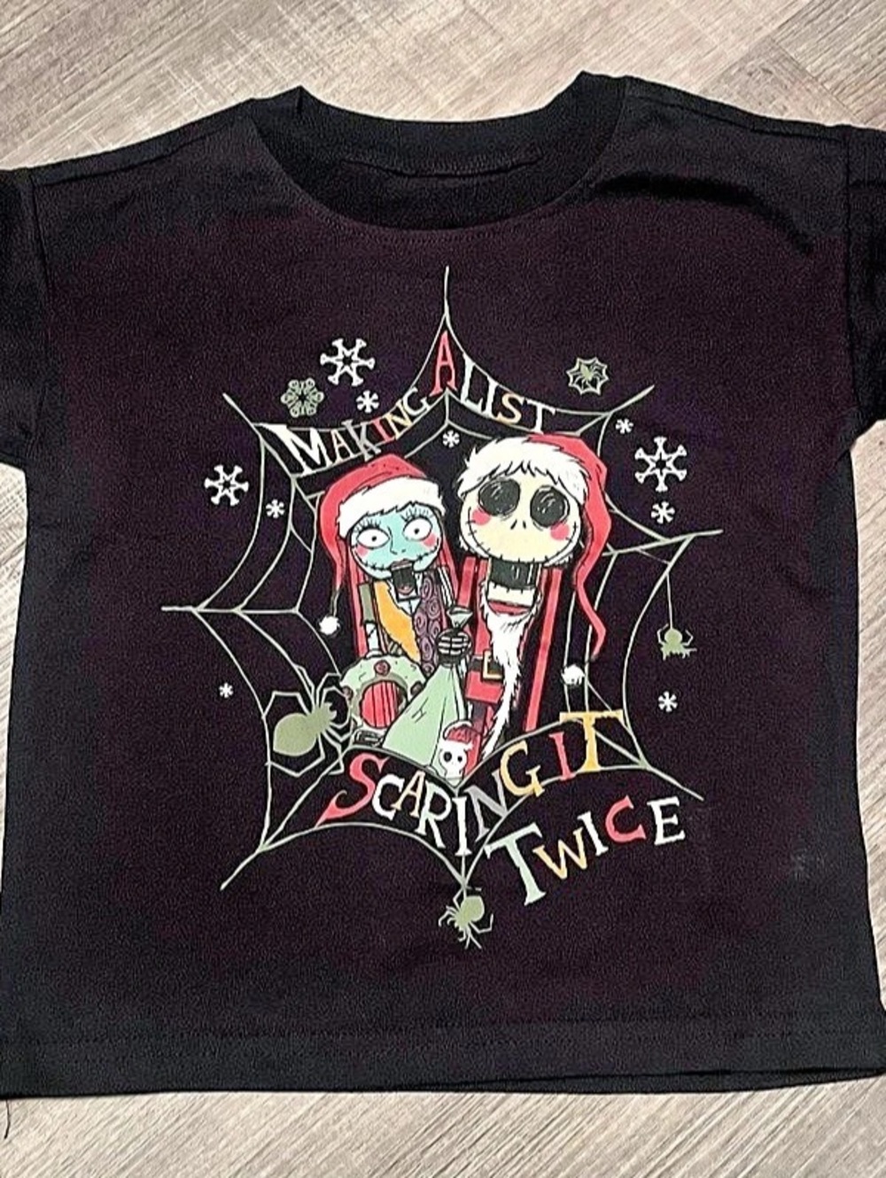 Disney The Nightmare Before Christmas Making A List Graphic Tee Black Kids 3/4